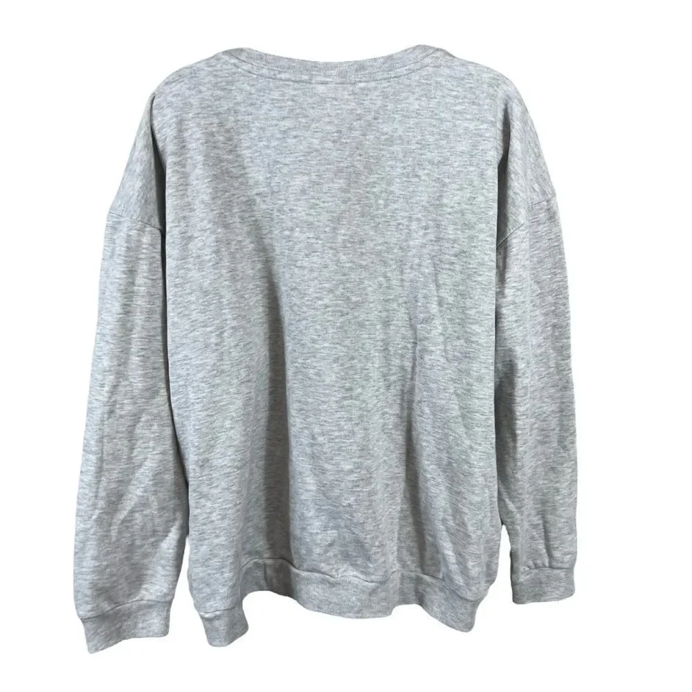 Disney Mickey Mouse Heather Gray Crew Neck Sweatshirt